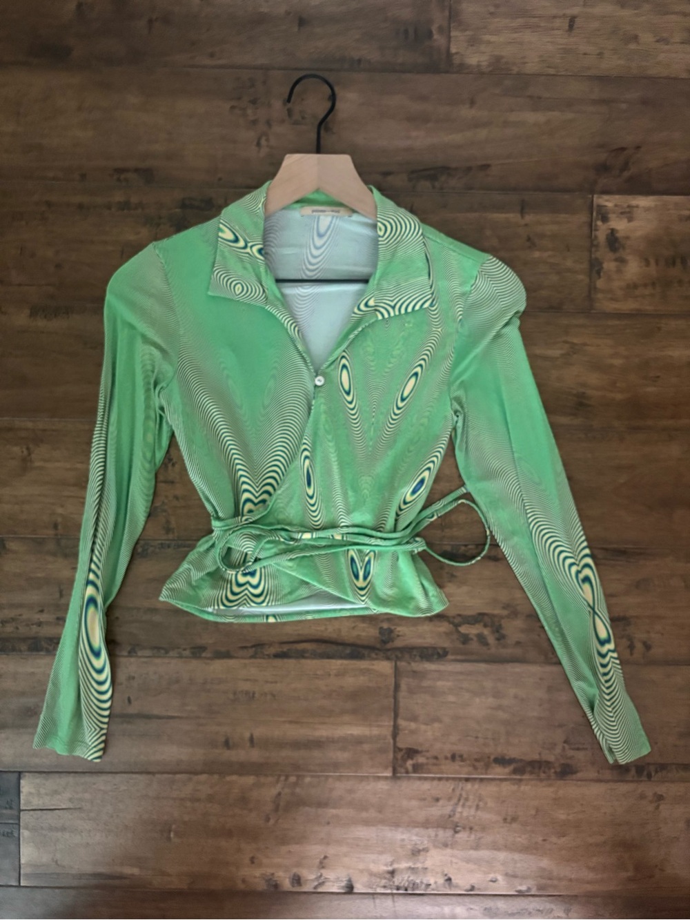 Paloma Wool Green Swirl-Pattern Button Down Shirt